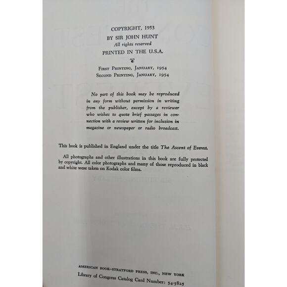 Conquest Of Everest By John Hunt Second Printing British Expedition Vintage 1954 - Picture 8 of 16
